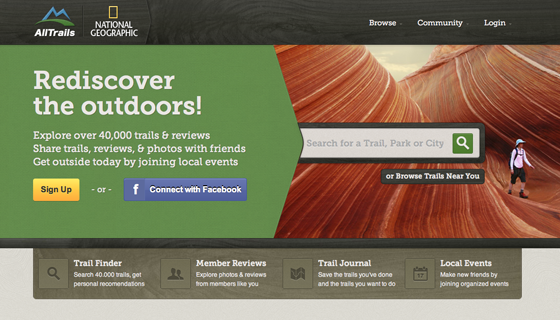 Alltrails home page